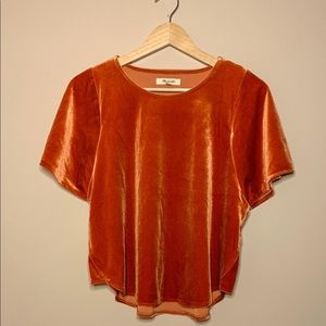Madewell Orange Velvet Top Extra Small